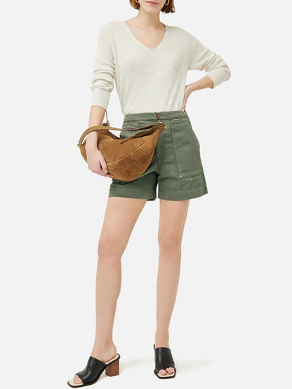 Womens denim shorts - High waisted with pockets and wide leg design