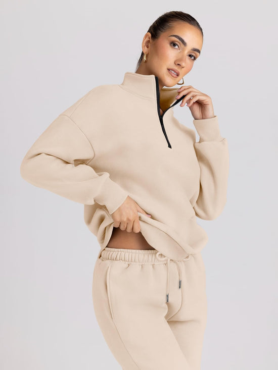 Track suit — Trendy Queen half zip lounge set with pockets