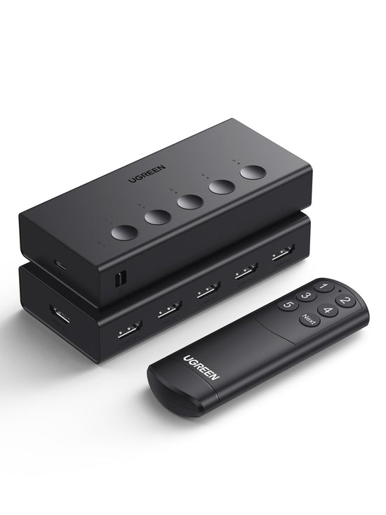 UGREEN AV signal switch with remote, 5 ports and 4K@60Hz support