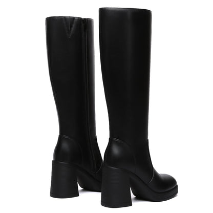 Athlefit knee high boots — platform tall chunky heeled design