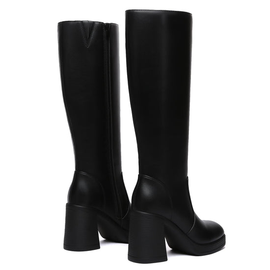 Athlefit knee high boots — platform tall chunky heeled design