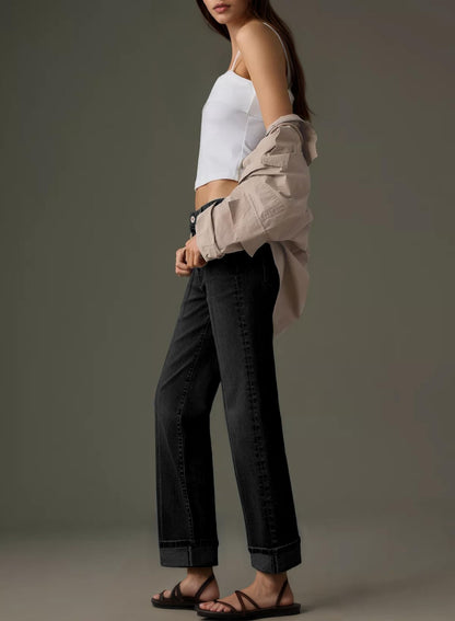 Sidefeel women's wide leg jeans - high waisted baggy denim pants with pockets