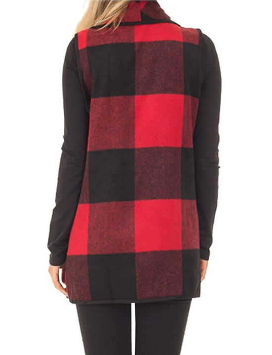 YACUN women plaid vest with pockets