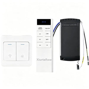 XiurtaRow Ceiling Fan Remote Control Kit, Dual Control Wall Switch & Handheld Remote with Receiver, 3-Speed Light Dimmer Timer, Universal Replacement for Harbor Breeze Hampton Bay AC Motor Fans