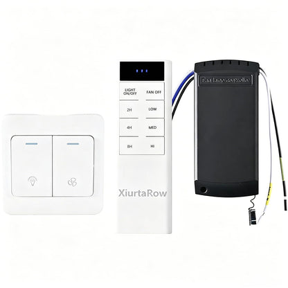 XiurtaRow Ceiling Fan Remote Control Kit, Dual Control Wall Switch & Handheld Remote with Receiver, 3-Speed Light Dimmer Timer, Universal Replacement for Harbor Breeze Hampton Bay AC Motor Fans