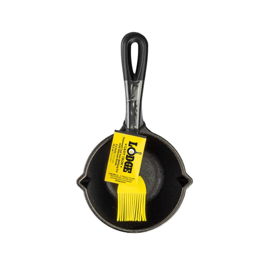 Lodge Cast Iron melting pot with silicone brush, 15.2 oz, black