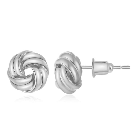 Earring — 14K gold plated knot design in gold and silver tones