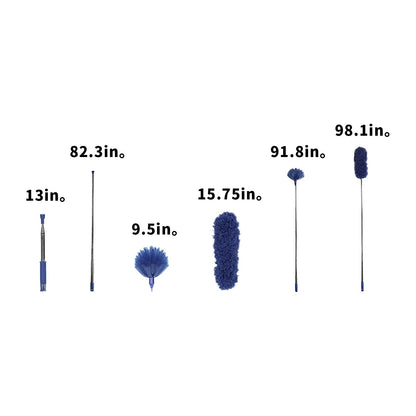 LAZYCOTTAGE Ceiling Fan Duster with Extension Pole, Cobweb & Corner Brush Cleaning Kit w 2 Duster Heads for Cleaning, 100 Inch Long Handle Telescoping Pole, Washable