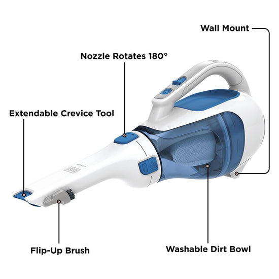 BLACK+DECKER dustbuster handheld vacuum — Cordless and portable 12V design with extendable nozzle