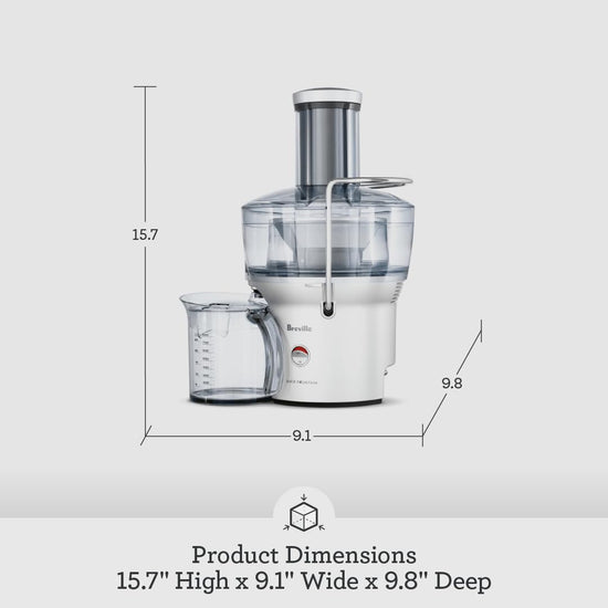 Breville juicer - Compact centrifugal design in silver finish, 25 fl oz capacity