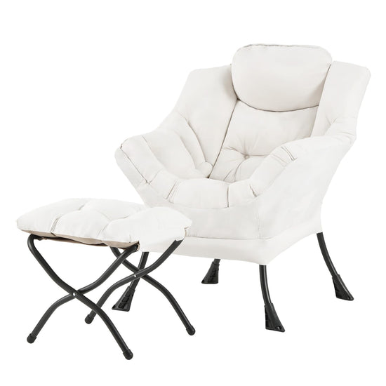 Welnow lazy chair with ottoman — modern lounge chair with side pocket and footrest for small spaces