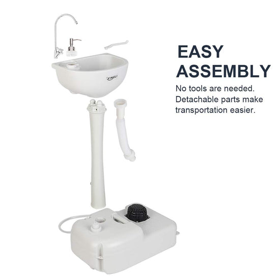 VINGLI portable sink — upgraded design with wheels and accessories for convenience