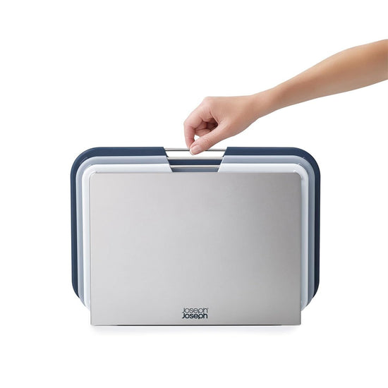 Joseph Joseph cutting board set with storage stand - grey