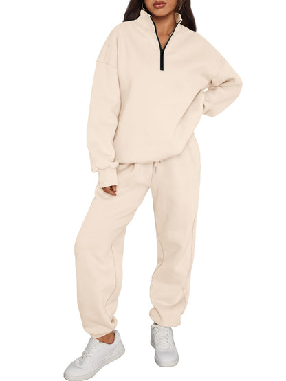 Track suit — Trendy Queen half zip lounge set with pockets