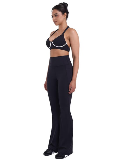 Sunzel pants — Women's high waisted mini flare leggings with pockets and tummy control