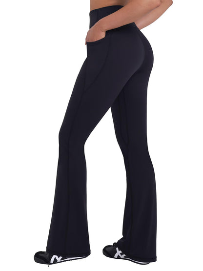 Sunzel pants — Women's high waisted mini flare leggings with pockets and tummy control