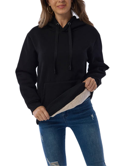 Sweatshirt — Fleece sherpa lined pullover hoodie for women by Haellun