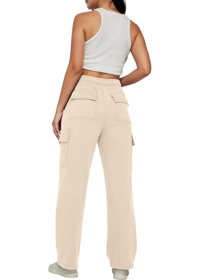 AUTOMET women's cargo sweatpants - Baggy fleece high waisted joggers