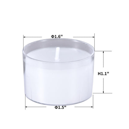qinxiang 100 Pack Unscented White Clear Cup Tea Light Candles for Dinner, Wedding, Party, Spa, Church, Home Decor Tealights