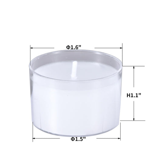qinxiang 100 Pack Unscented White Clear Cup Tea Light Candles for Dinner, Wedding, Party, Spa, Church, Home Decor Tealights