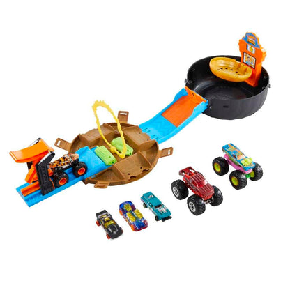 Toy vehicle set — Hot Wheels monster trucks stunt tire playset