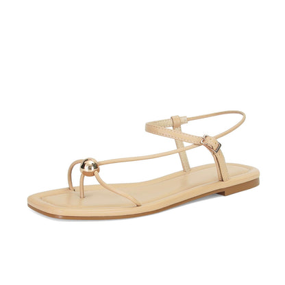 GTBINGGO strappy flat sandals - Comfortable open square toe design