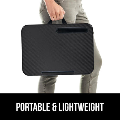 Gorilla Grip lap desk with phone holder and cushion for laptops up to 15.6 inches.