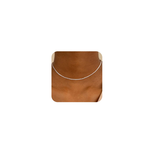 Robaice necklace — 14K gold/silver plated rhinestone choker with cubic zirconia cut