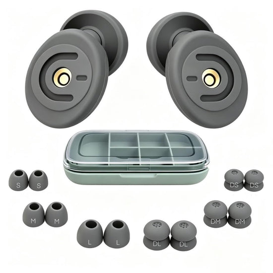 Soft Reusable Silicone Sleep Ear Plugs,50dB Noise Reduction Single & Double Layer S/M/L Tips,Noise Block for Snoring Side Sleepers Airplane Concert Shooting with Storage Case