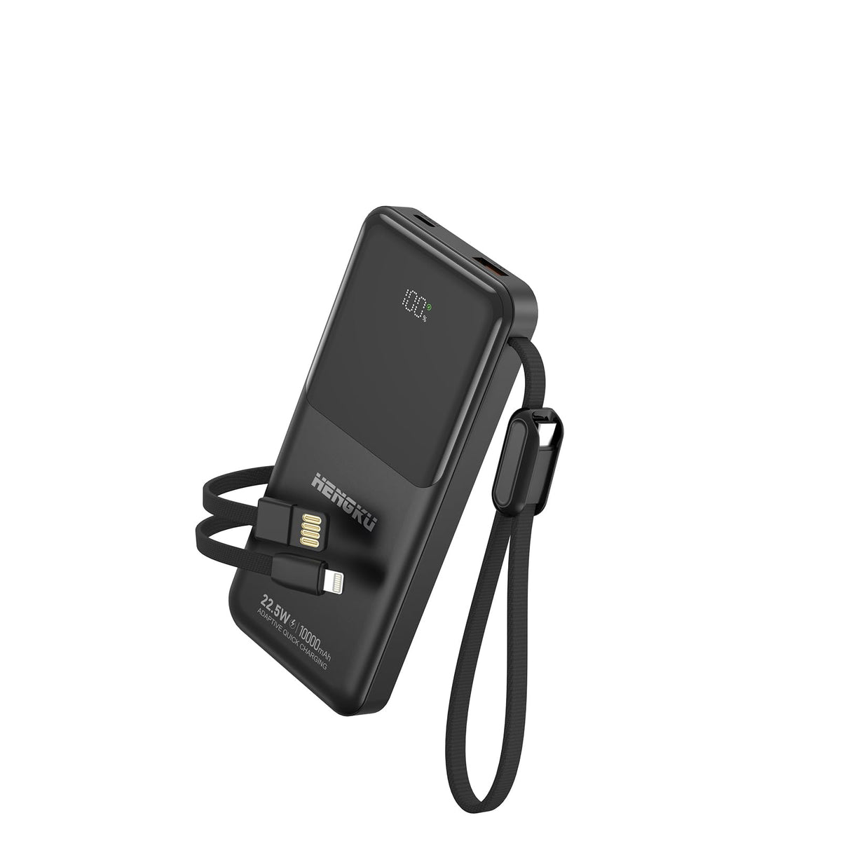 HENGKU Portable Power Bank Fast 22.5W PD Charging 10000mAh Built-in Cables, Type C Flight Safe, Z01C