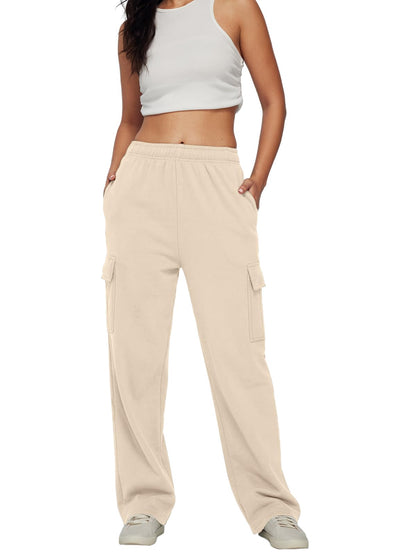 AUTOMET women's cargo sweatpants - Baggy fleece high waisted joggers