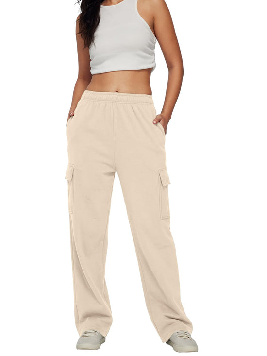 AUTOMET women's cargo sweatpants - Baggy fleece high waisted joggers