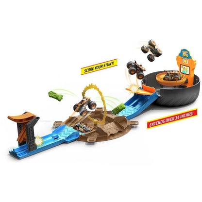 Toy vehicle set — Hot Wheels monster trucks stunt tire playset