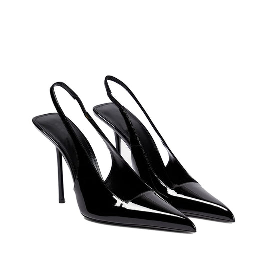 Shoes — Women's pointed toe stiletto slingback pumps in patent leather