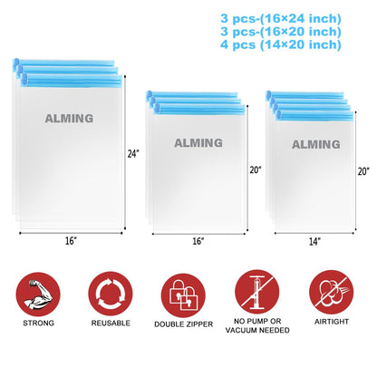 ALMING storage bags — 12 pack compression bags with no vacuum needed