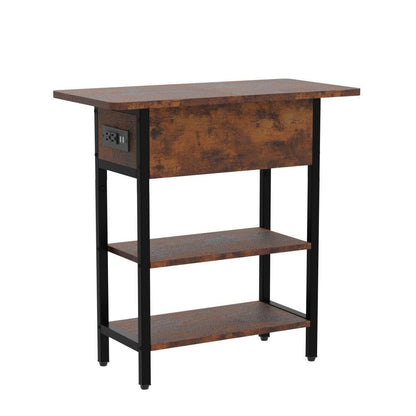 Yoobure end table with charging station - Flip top side table with USB ports and outlets