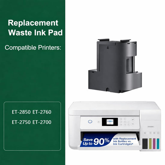 uycbhink 2 Packs Waste Ink Pad Replacement with Reset Software Replacement for ET-2850 ET-2760 ET-2750 ET-2700 ET2850 ET2760 2850 Printer, Maintenance Box with Zeroing Software