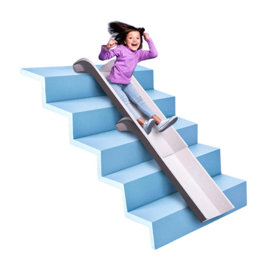 Stairslide play slide — Self anchoring non-slip grips and tool-free assembly