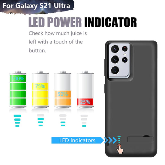 Cellular phone case — 5000mAh rechargeable battery for Samsung Galaxy S21 Ultra 5G
