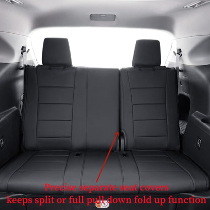 coverdream vehicle seat covers with semi-coverage for Honda Pilot Trailsport 2023-2026, black leather full set, 7-seat configuration, 2nd-row captain seats