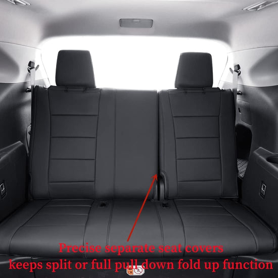 coverdream vehicle seat covers with semi-coverage for Honda Pilot Trailsport 2023-2026, black leather full set, 7-seat configuration, 2nd-row captain seats