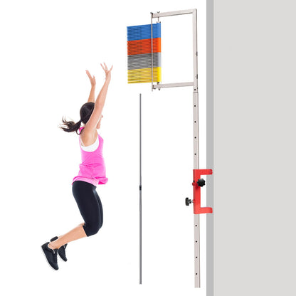 KAWFLYQA wall mounted vertical jump measuring device - adjustable height trainer for basketball and volleyball high.