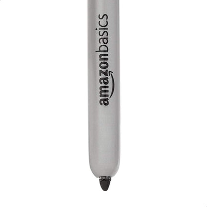 Amazon Basics Retractable Permanent Markers, Quick Drying Fade Resistant Ink, Versatile Art Supplies for Drawing, Black, 12 Count