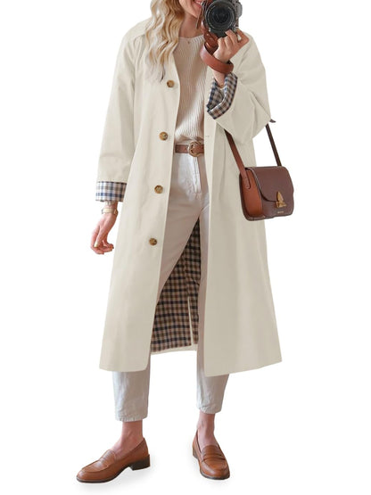 Tankaneo women's long trench coat - oversized windproof overcoat