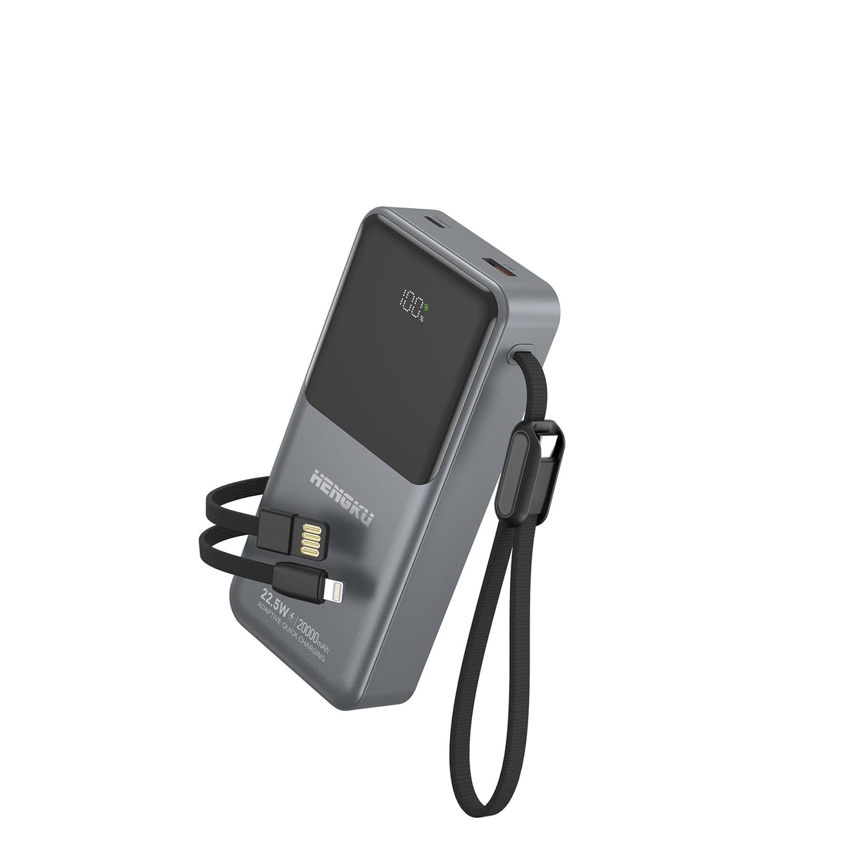 HENGKU Power Bank 20000mah Portable Built-in Cable 22.5w Fast Charge