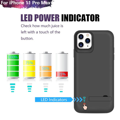 Sitong Battery Case for iPhone 11 Pro Max, 6000mAh Rechargeable Extended Battery Charging Charger Case, Add 110% Extra Juice, Support Wired Headphones Black