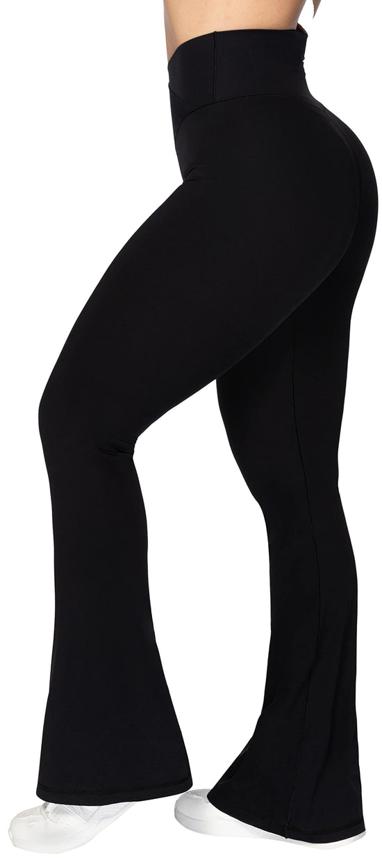 Sunzel flare leggings — crossover yoga pants with tummy control.