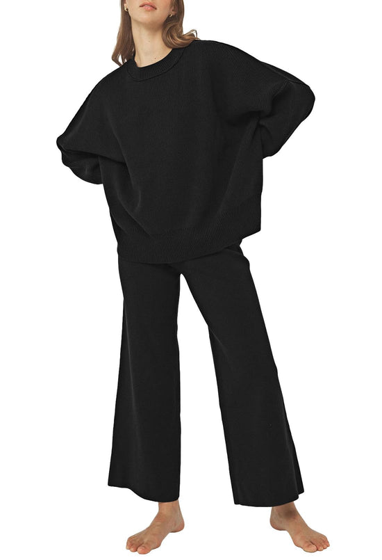 Pink Queen coordinated outfit — knit pullover and wide leg pants set