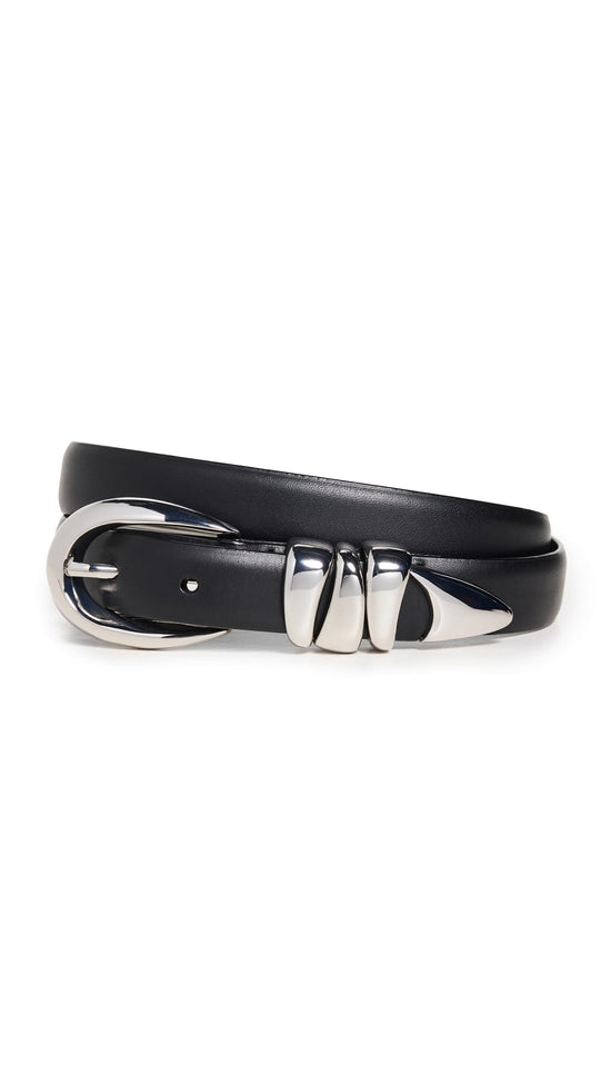 Madewell women's leather belt with chunky metal detail