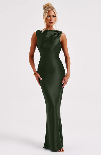 Dress — Elegant sleeveless high neck tie maxi dress by Memoriesea